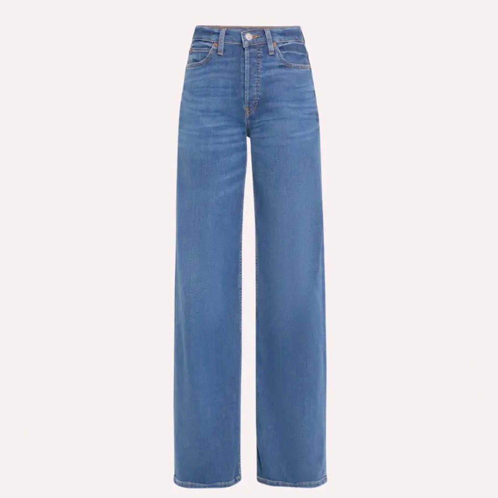 Re/Done 70s Ultra High Rise Wide leg distressed hem Jean size 26